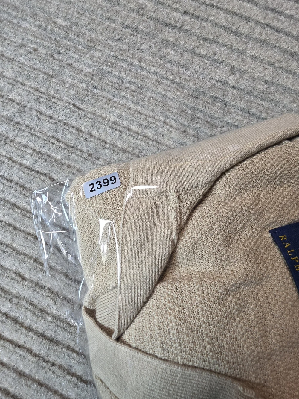 Polo Ralph Lauren Men's Cotton-Linen Johnny-Collar Sweater Tan Medium